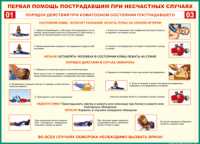 Таблица "Порядок действий при коматозном состоянии пострадавшего" (100х140 сантиметров, винил) - fgospostavki.ru - Чита