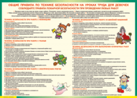 Таблица "Правила безопасности на уроках труда для девочек" (100х140 сантиметров, винил) - fgospostavki.ru - Чита