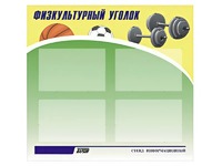 Стенд информационный "Физкультурный уголок" (80х75 сантиметров, 4 кармана, алюминиевый профиль) - fgospostavki.ru - Чита