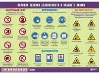 Таблица демонстрационная "Правила техники безопасности в кабинете химии" (винил 70х100) - fgospostavki.ru - Чита