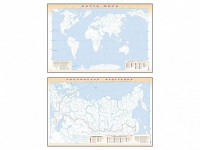 Фрагмент (демонстрационный) маркерный (двухсторонний) "Карта мира и Российской Федерации" (немая) с комплектом тематических магнитов - fgospostavki.ru - Чита