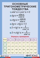 Таблица "Основные тригонометрические тождества. Формулы приведения" (винил) - fgospostavki.ru - Чита