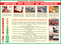 Таблица "Действия при пожаре на предприятии" (100х140 сантиметров, винил) - fgospostavki.ru - Чита