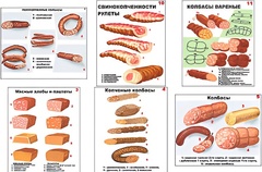 Плакаты ПРОФТЕХ "Ассортимент колбасной и мясной продукции" (11 пл, винил, 70х100) - fgospostavki.ru - Чита
