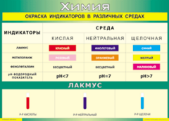Таблица "Окраска индикаторов в различных средах" (100х140 сантиметров, винил) - fgospostavki.ru - Чита