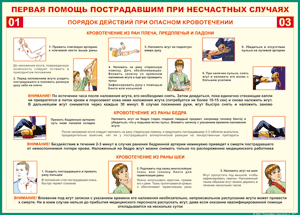 Таблица "Порядок действий при опасном кровотечении" (100х140 сантиметров, винил) - fgospostavki.ru - Чита
