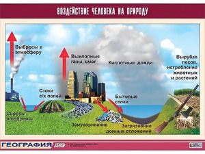 Таблица демонстрационная "Воздействие человека на природу" (винил 100*140) - fgospostavki.ru - Чита