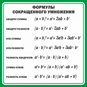 Стенд "Формулы сокращенного умножения" Вариант 2 - fgospostavki.ru - Чита