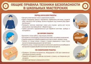Стенд "Общие правила техники безопасности в школьных мастерских" - fgospostavki.ru - Чита