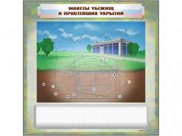 Магнитно-маркерная доска "Макеты убежищ и простейших укрытий" с комплектом фолий и тематических магнитов - fgospostavki.ru - Чита