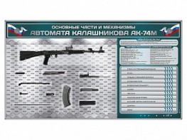 Электрифицированный стенд "Основные части и механизмы автомата Калашникова АК-74М" с полноразмерными, оригинальными макетами деталей и механизмов под стеклом - fgospostavki.ru - Чита
