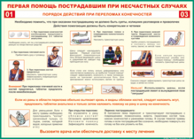 Таблица "Порядок действий при переломах конечностей" (100х140 сантиметров, винил) - fgospostavki.ru - Чита