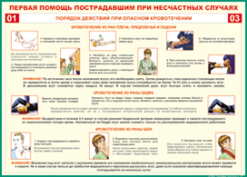 Таблица "Порядок действий при опасном кровотечении" (100х140 сантиметров, винил) - fgospostavki.ru - Чита