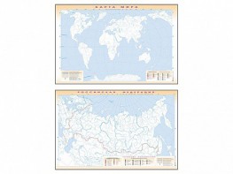 Фрагмент (демонстрационный) маркерный (двухсторонний) "Карта мира и Российской Федерации" (немая) с комплектом тематических магнитов - fgospostavki.ru - Чита
