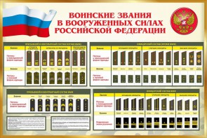 Стенд "Воинские звания в вооруженных силах РФ" - fgospostavki.ru - Чита